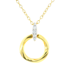 Knife Edge Circle Link Pendant Necklace in 14K Yellow Gold