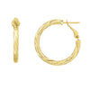 14K Yellow Gold 3x20mm Diamond Cut Twist Omega Back Hoop Earrings