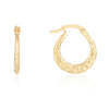 14K Yellow Gold Greek Key Hoop Earrings