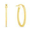 14K Yellow Gold Oval Concentric Hoop Earrings