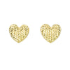 14K Yellow Gold Large Diamond Cut Heart Post Earrings