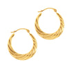 14K Yellow Gold Milgrain Detail Twist Back to Back Hoop Earrings