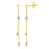 14K Two-Tone Gold Diamond Cut Bead Station Drop Earrings