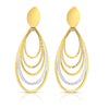 14K Two-Tone Gold Diamond Cut & Polished Oval Multi-Layered Dangle Earrings