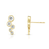 14K Yellow Gold Bezel Set CZ Ear Climber Earrings
