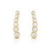 14K Yellow Gold Graduated Round Bezel CZ Ear Climber Earrings