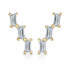 14K Yellow Gold Triple Baguette Station Diamond Ear Climber Earrings