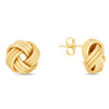 14K Yellow Gold Large Polished & Textured Love Knot Stud Earrings
