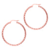 14K Rose Gold Diamond Cut Hoop Earrings