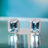 14K White Gold Aquamarine and Diamond Earrings