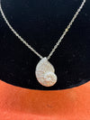 Sterling Silver Nautilus Shell Pendant with Pave CZ and Chain