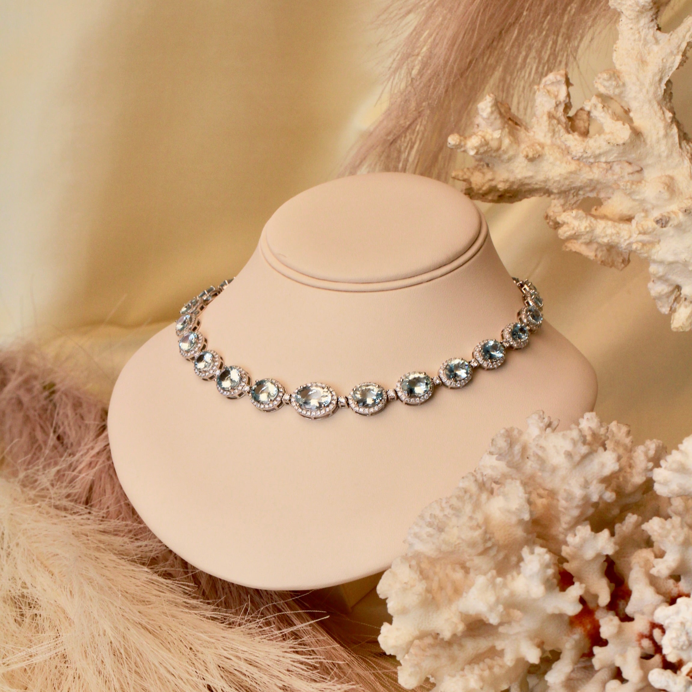 Aquamarine and Diamond Riviera Necklace