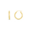 14K Yellow Gold 3x20mm Diamond Cut Hoop Earrings
