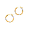 14K Two-Tone Gold 3x20mm Hoop Earrings