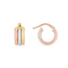 14K Tri-Color Gold Trilogy Huggie Hoop Earrings