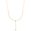 14K Tri-Color Gold Drop Cross Rosary Inspired Necklace