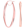 14K Rose Gold Twisted Oval Hinged Hoop Earrings