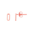 14K Rose Gold Mini Paperclip Stud Earrings