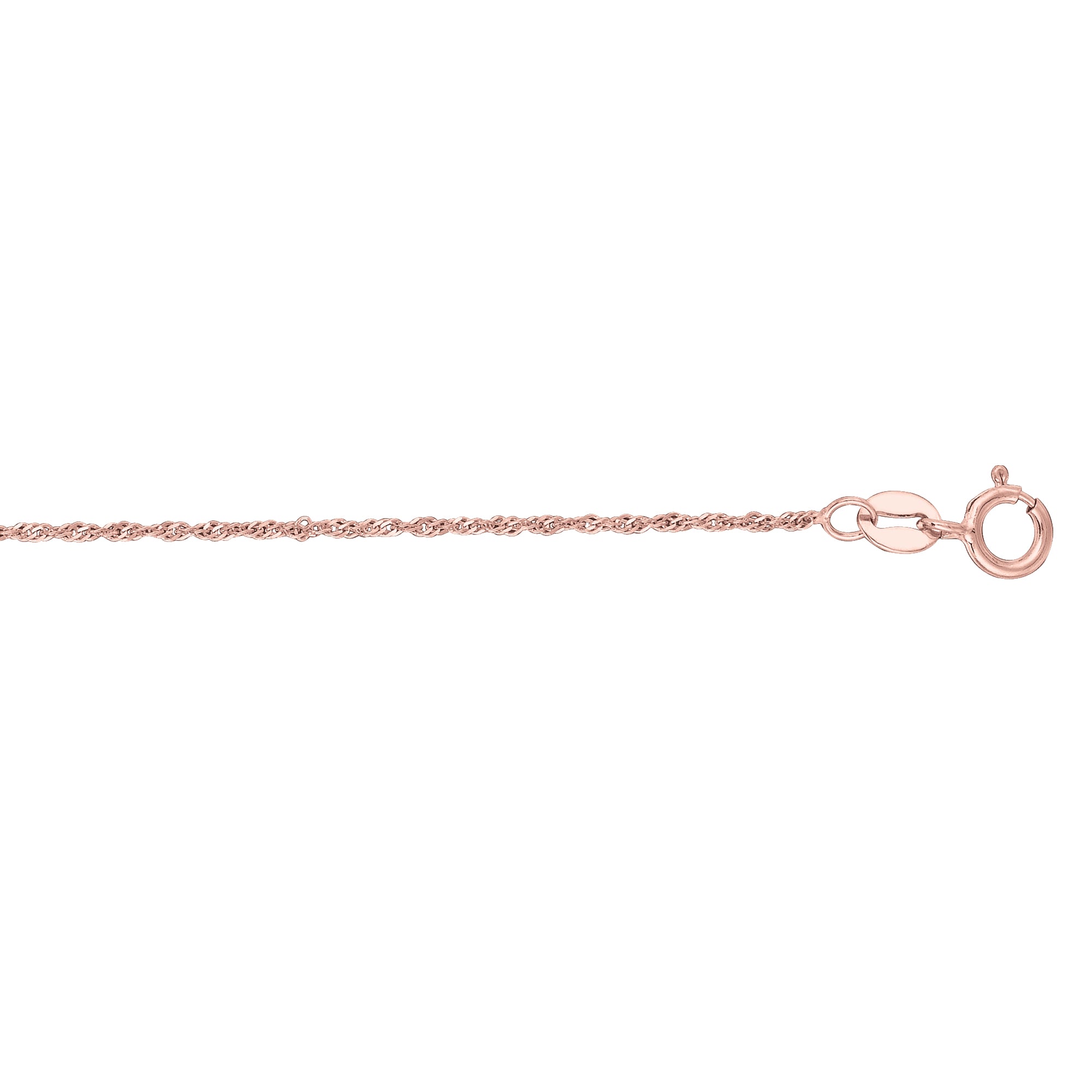 14K Rose Gold 1.1mm Singapore Chain Necklace