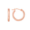 14K Rose Gold 2x15mm Hoop Earrings