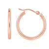 14K Rose Gold 2x20mm Hoop Earrings