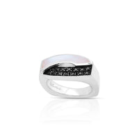 White Mother-of-Pearl & Black Stone
