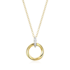 Knife Edge Circle Link Pendant Necklace in 14K Yellow Gold