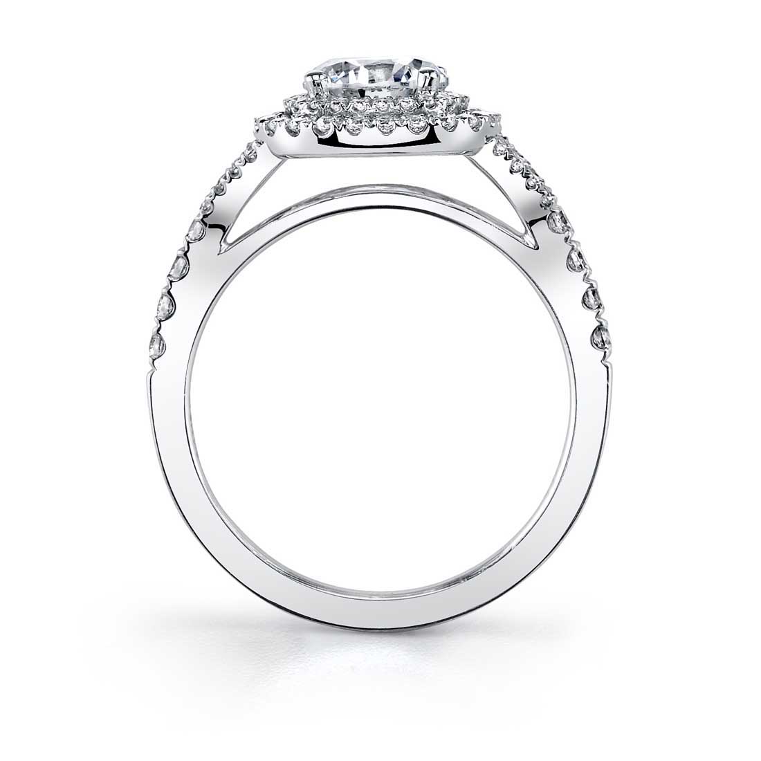 Sylvie Glamorous 14K White Gold Cushion Double-Halo Diamond Engagement Ring Setting
