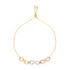 14K Tri-Color Gold Infinity Links Friendship Bracelet
