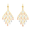14K Tri-Color Gold Bead Chandelier Earrings