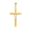 14K Two-Tone Gold Diamond-Cut Crucifix Pendant