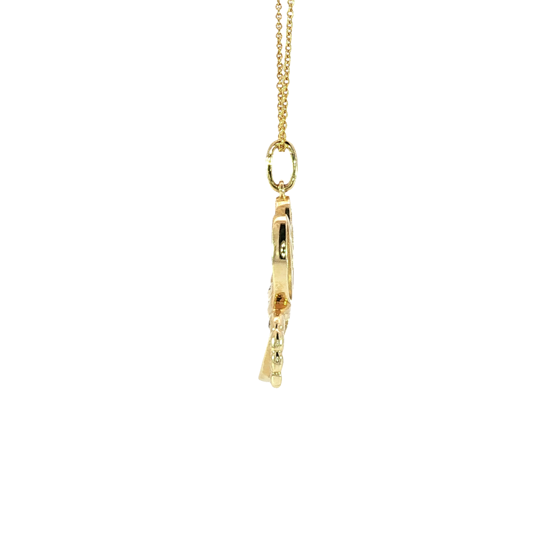 14K Yellow Gold Dragonfly Pearl Charm Pendant