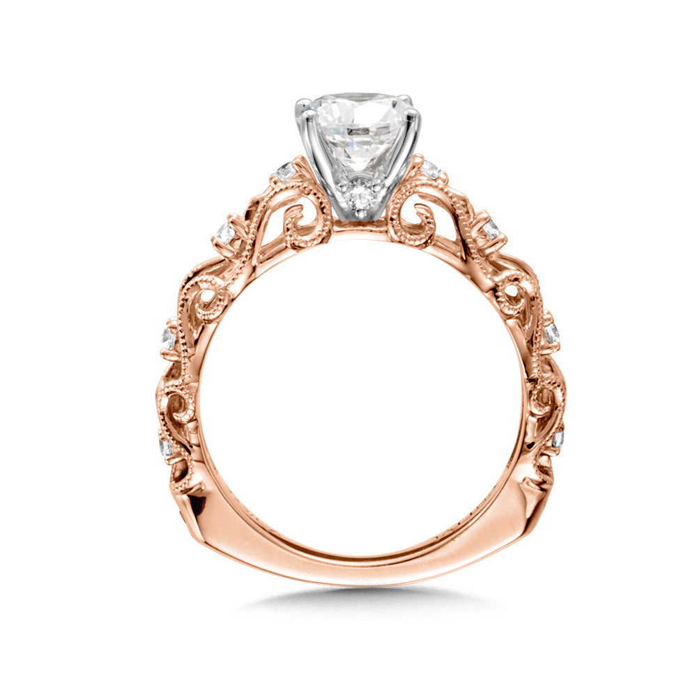 14K Rose Gold Diamond Accented Vintage Engagement Ring