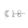 14K White Gold Moon Stud Earrings