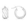 14K White Gold Wide Ribbed Twist Hoop Earrings