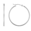 14K White Gold 1.5x30mm Hoop Earrings