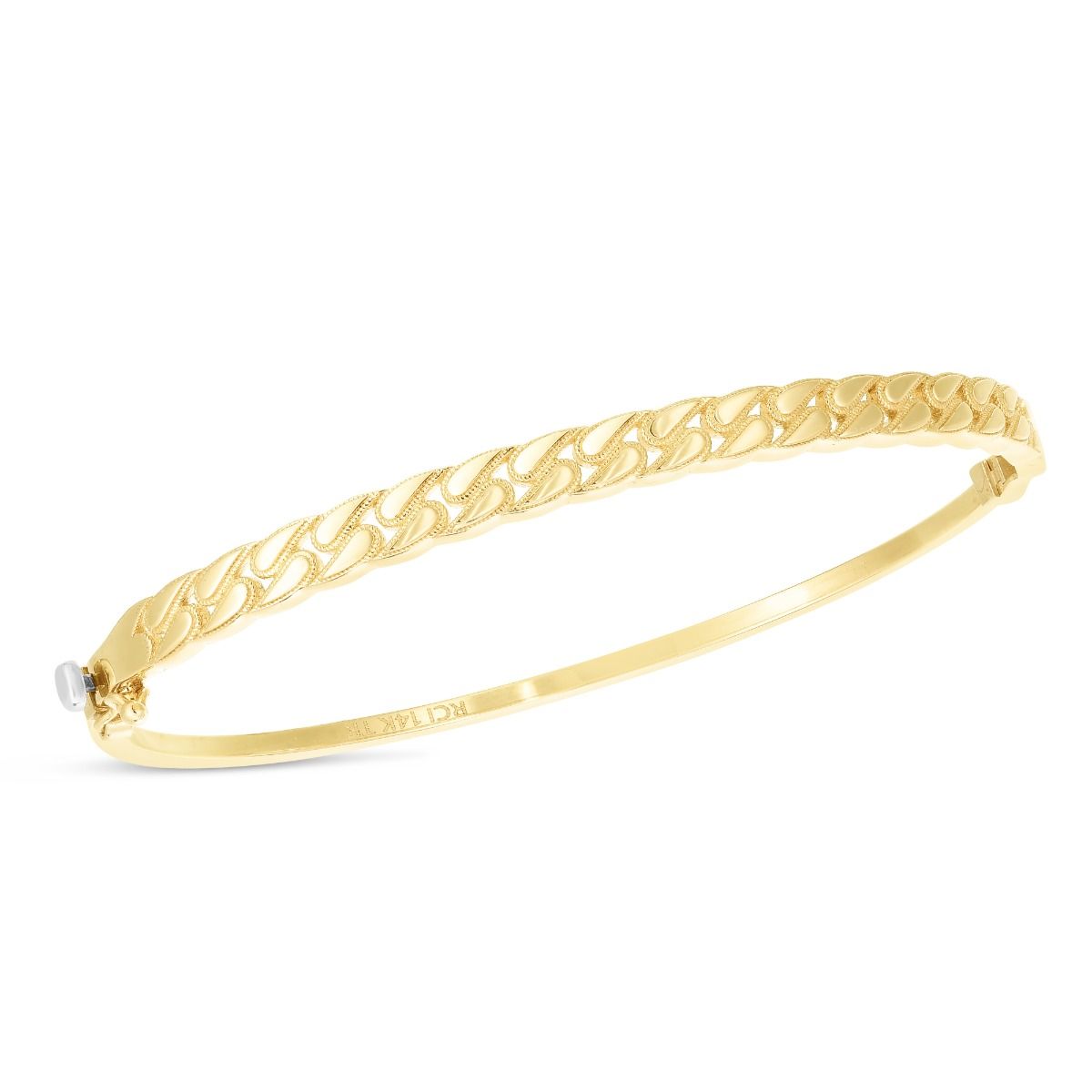 14K Yellow Gold Cuban Chain Bangle Bracelet