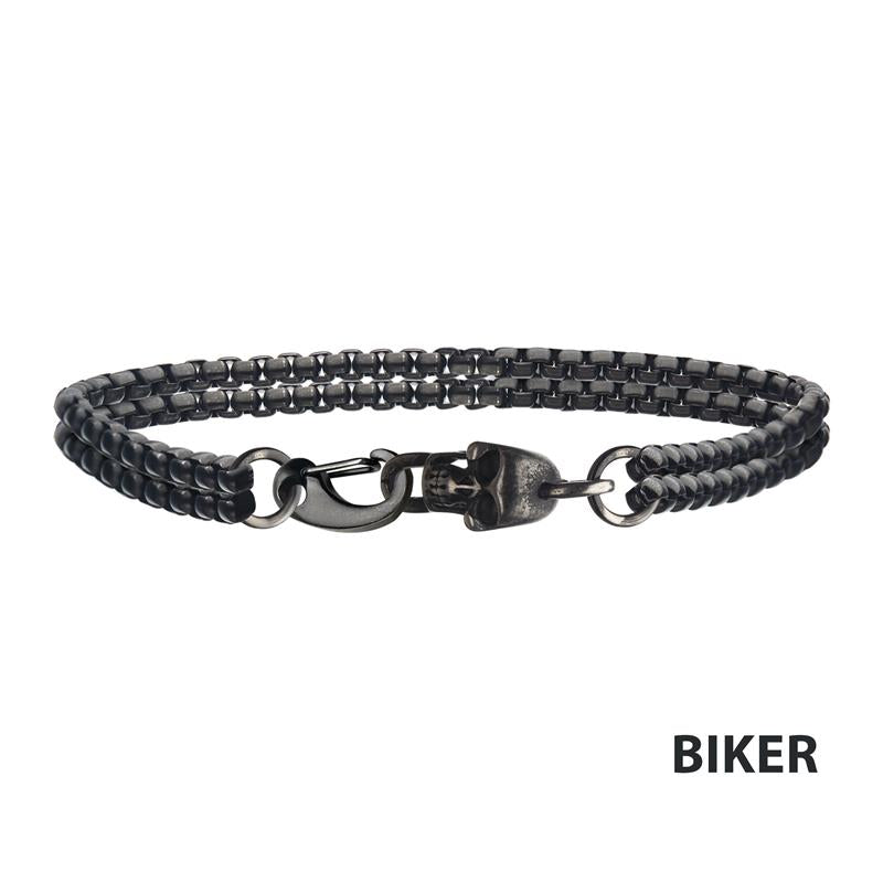 Antiqued Skull Clasp Chain Bracelet