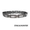 Matte Gun Metal IP Deer Antler Inlay Link Bracelet