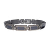 Matte Gun Metal IP Blue Sandstone Inlay Link Bracelet