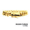 12mm 18K Gold IP Miami Cuban Chain Bracelet