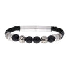 Black Braided Leather Onyx Bead Hybrid Bracelet