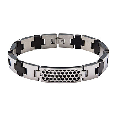 Steel Honeycomb Pattern ID Link Bracelet