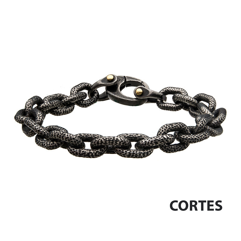 Antiqued Gun Metal Curb Chain Link Bracelet