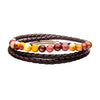 Double-Wrap Brown Leather Bead Bracelet