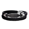 Steel Black IP & Leather Braided Bracelet