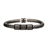 Metallic Grey Braided Leather Antique Beads Bracelet