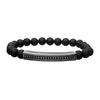 Steel Gun Metal Twist Plate & Brushed Onyx Bead Stretch Bracelet