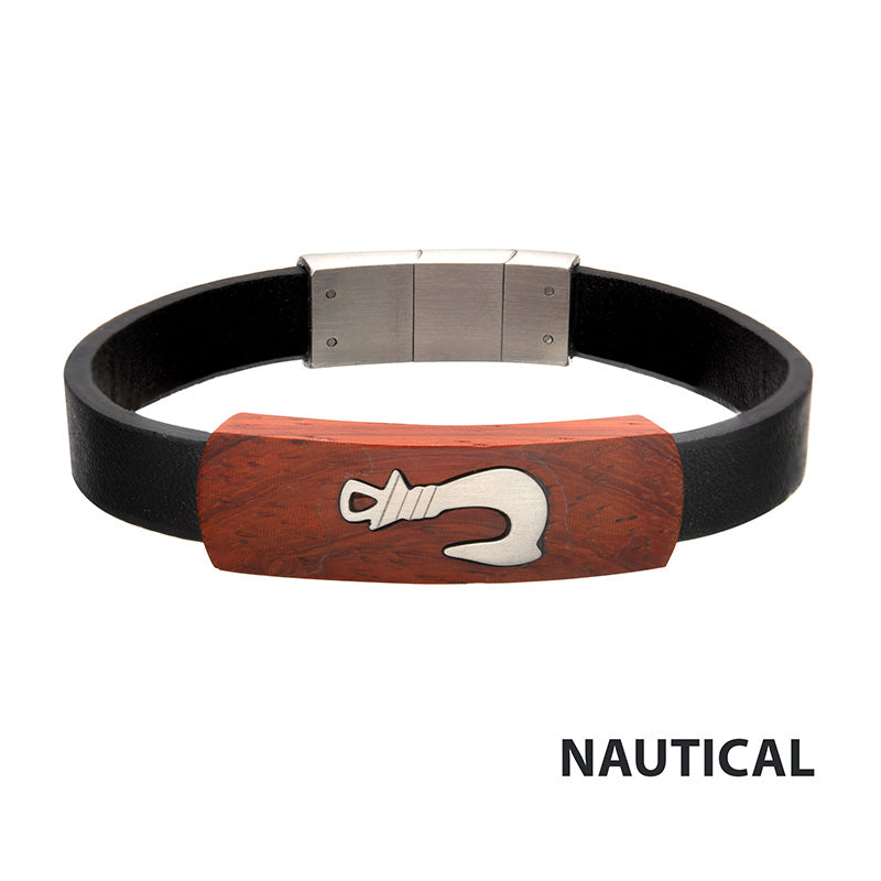 Black Leather ID Bracelet