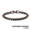 5mm Brushed Antiqued Black IP Steel Sandblast Franco Chain Bracelet